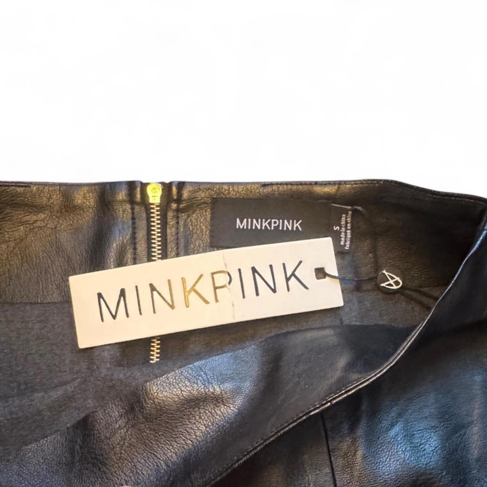 NWT MINKPINK Faux Vegan Leather Black Gothic Chic Lace-Up Pencil Skirt — SMALL - Picture 2 of 4